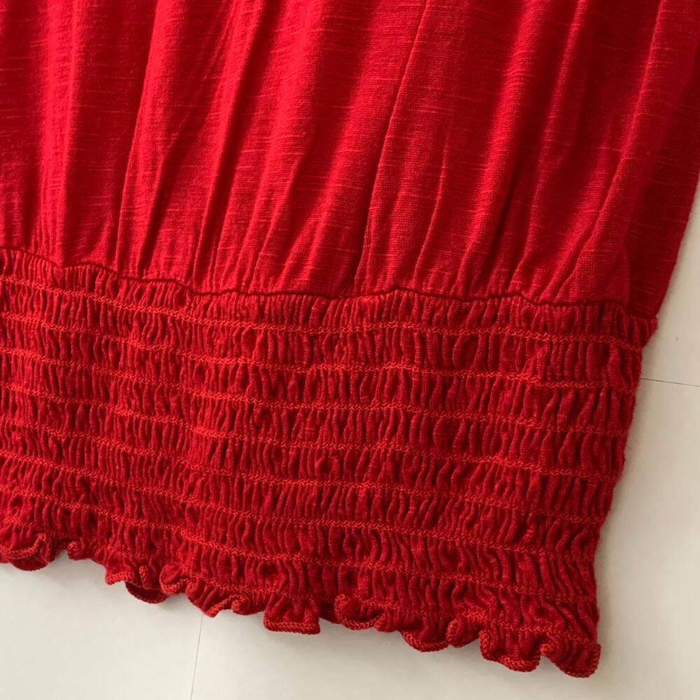 Lavish Elegant Stylish Red Short Sleeve Scoop Neck Blouse Women's Size S - Picture 4 of 4